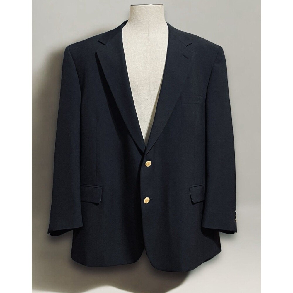 VTG Wimbledon Of England Wool Blend Suit Jacket Dark Navy/Black Sport Coat XL 46